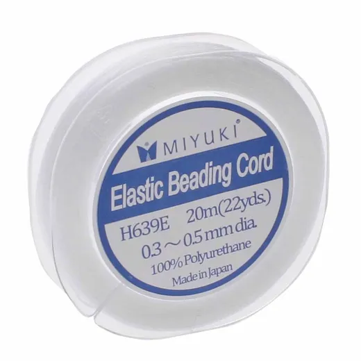 Miyuki 0.3 - 0.5mm diameter elastic beading cord, 20m reel Miyuki 0.3 - 0.5mm diameter elastic beading cord, 20m reel