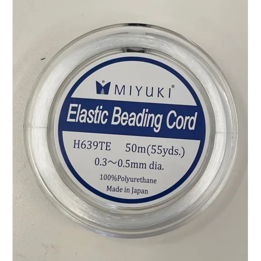 Miyuki 0.3 - 0.5mm diameter elastic beading cord, 50m reel Miyuki 0.3 - 0.5mm diameter elastic beading cord, 50m reel