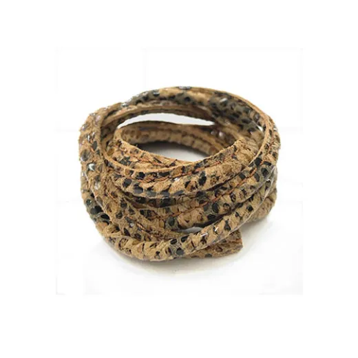 3 x 10mm Nappa Leather, Brown Snakeskin, 1 Metre 3 x 10mm Nappa Leather, Brown Snakeskin, 1 Metre