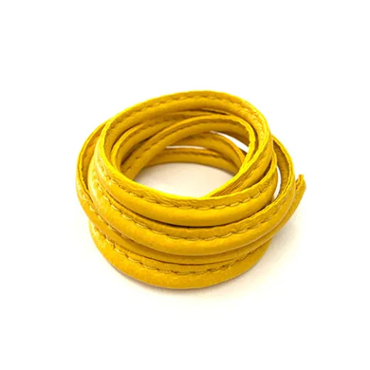 3 x 10mm Nappa Leather, Mustard Yellow, 1 Metre 3 x 10mm Nappa Leather, Mustard Yellow, 1 Metre