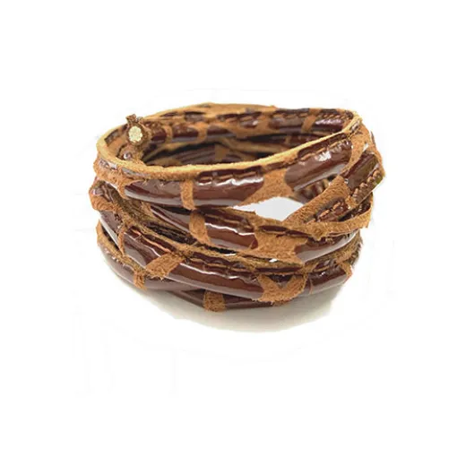 3 x 10mm Nappa Leather, Tan Shiny Snakeskin, 1 Metre 3 x 10mm Nappa Leather, Tan Shiny Snakeskin, 1 Metre