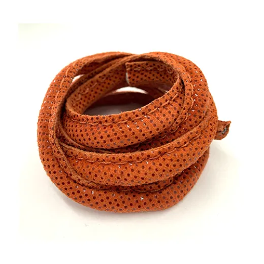 5 x 10mm Nappa Leather, Orange Snakeskin, 1 Metre 5 x 10mm Nappa Leather, Orange Snakeskin, 1 Metre