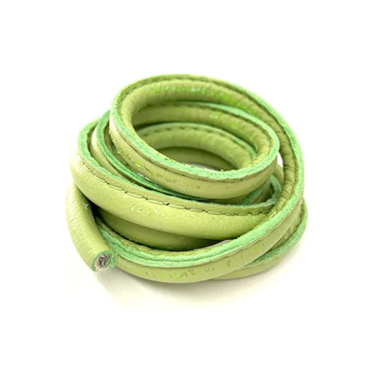 5 x 10mm Nappa Leather, Pistachio, 1 Metre 5 x 10mm Nappa Leather, Pistachio, 1 Metre