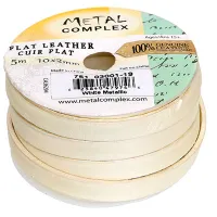 Metallic White, 10x2mm Leather in multiples of 20cm