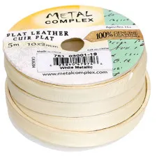 Metallic White, 10x2mm Leather in multiples of 20cm