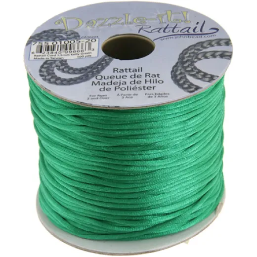 2mm Rattail Cord Bright Green, priced per 5 metres 2mm Rattail Cord Bright Green, priced per 5 metres