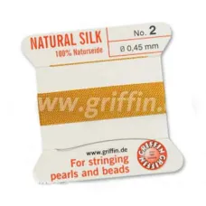 Amber Griffin Silk Thread with Needle, Size 2, 0.45mm dia. 2m 