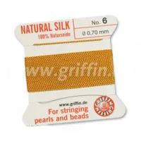 Amber Griffin Silk Thread with Needle, Size 6, 0.7mm dia. 2m 