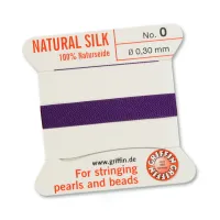 Amethyst Griffin Silk Thread with Needle, Size 0, 0.30mm dia. 2m long