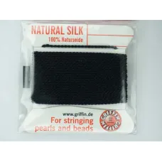 Black Griffin Silk Thread with Needle, Size 1, 0.35mm dia. 2m 