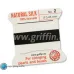 Black Griffin Silk Thread with Needle, Size 2, 0.45mm dia. 2m long Black Griffin Silk Thread with Needle, Size 2, 0.45mm dia. 2m long