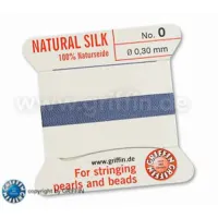 Blue Griffin Silk Thread with Needle, Size 0, 0.30mm dia. 2m long