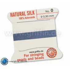 Blue Griffin Silk Thread with Needle, Size 0, 0.30mm dia. 2m long