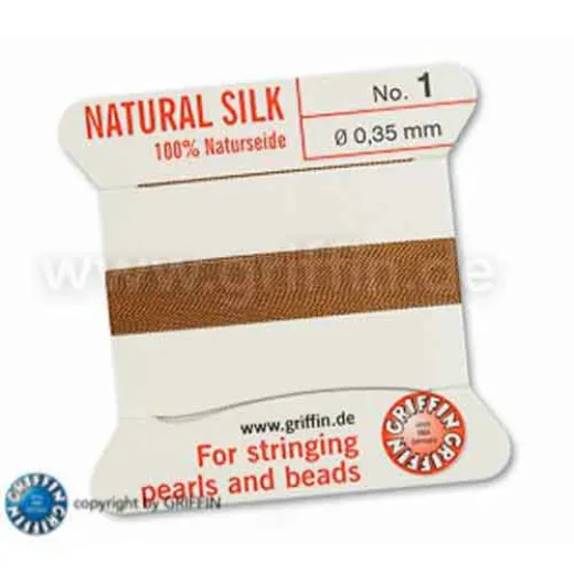 Cornelian Griffin Silk Thread with Needle, Size 1, 0.35mm dia. 2m long Cornelian Griffin Silk Thread with Needle, Size 1, 0.35mm dia. 2m long