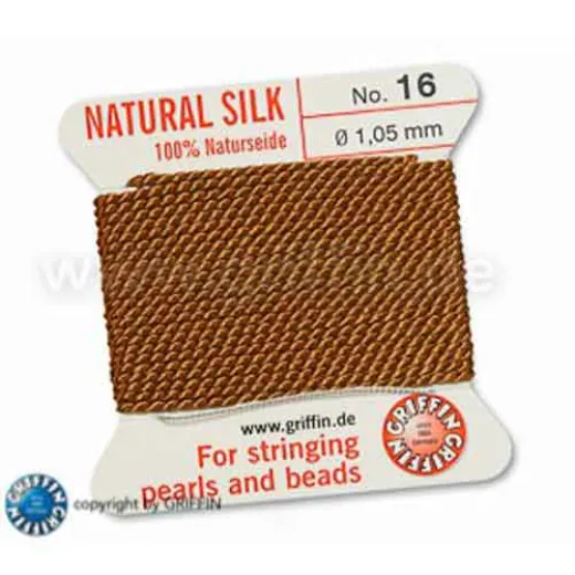 Cornelian Griffin Silk Thread with Needle, Size 16, 1.05mm dia. 2m long Cornelian Griffin Silk Thread with Needle, Size 16, 1.05mm dia. 2m long