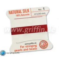 Garnet Griffin Silk Thread with Needle, Size 1, 0.35mm dia. 2m long