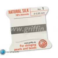Grey Griffin Silk Thread with Needle, Size 1, 0.35mm dia. 2m long