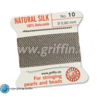 Grey Griffin Silk Thread with Needle, Size 10, 0.90mm dia. 2m long