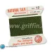 Olive Griffin Silk Thread with Needle, Size 12, 0.98mm dia. 2m long Olive Griffin Silk Thread with Needle, Size 12, 0.98mm dia. 2m long