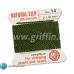 Olive Griffin Silk Thread with Needle, Size 14, 1.02mm dia. 2m long Olive Griffin Silk Thread with Needle, Size 14, 1.02mm dia. 2m long