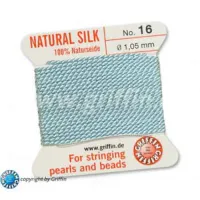 Turquoise Griffin Silk Thread with Needle, Size 16,  1.05mm dia. 2m long