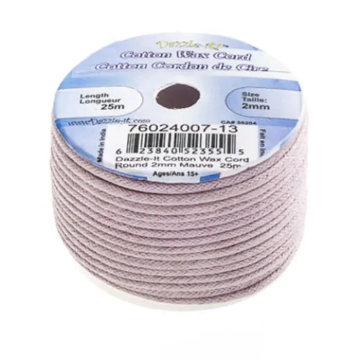 Bulk Reel of 2mm Waxed Cotton, Purple, 25m Bulk Reel of 2mm Waxed Cotton, Purple, 25m