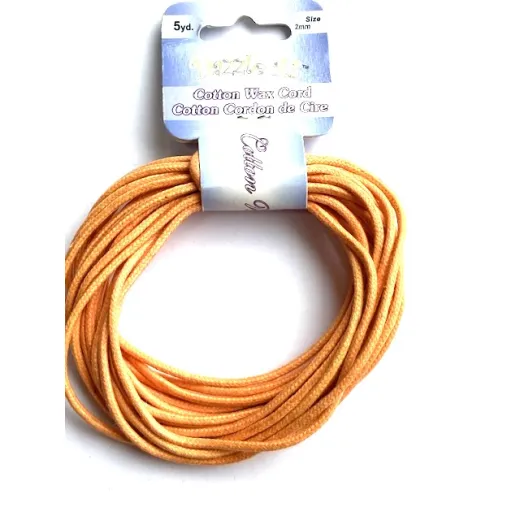 2mm Waxed Cotton Cord, Dark Orange ,Pack of 4.5m 2mm Waxed Cotton Cord, Dark Orange ,Pack of 4.5m