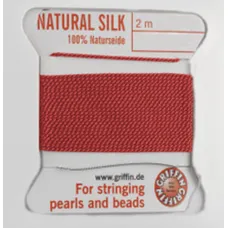 Red Griffin Silk Thread with Needle, Size 16,  2m long