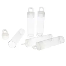 2 x 9/16 inch clear plastic bead storage tube with push-fit lid, pack of 10