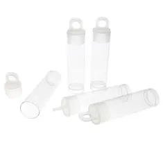 2 x 9/16 inch clear plastic bead storage tube with push-fit lid, pack of 10