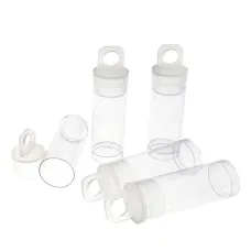 1.5 x 9/16 inch clear plastic bead storage tube with push-fit lid, pack of 10