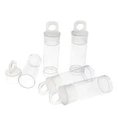 1.5 x 9/16 inch clear plastic bead storage tube with push-fit lid, pack of 10