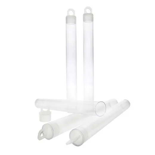 125mm x 14mm Clear Plastic Tubes with hanging cap, pack of 100