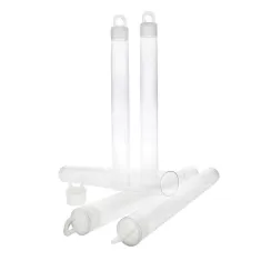 5 x 9/16 inch clear plastic bead storage tube with push-fit lid, pack of 10