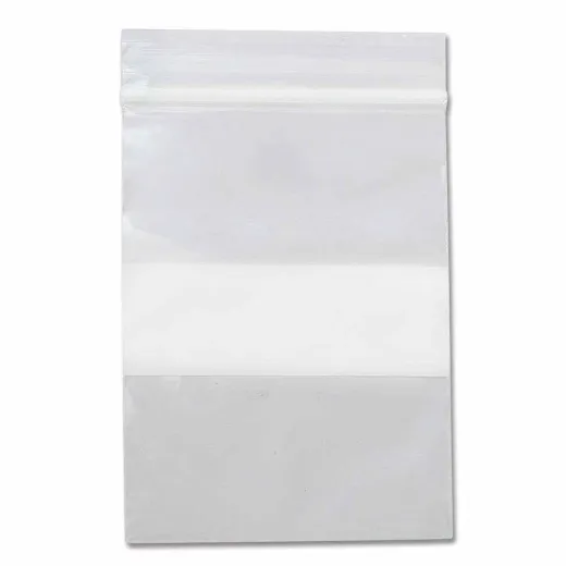 100mm x 75mm Clear re-sealable zippit seal bag, with write-on label, pack of 100 bags