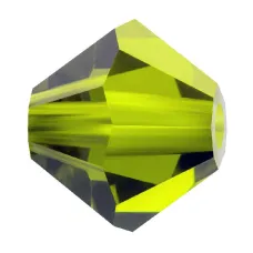 Light Olivine 4mm Preciosa Bicones, Pack of 48