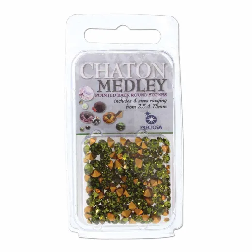 Preciosa Chaton Medley, Olivine, Approx 5 Grams Preciosa Chaton Medley, Olivine, Approx 5 Grams
