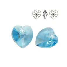 Larger Swarovski Heart Pendant - Aqua 14.4 x 14mm
