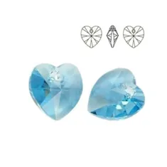 Larger Swarovski Heart Pendant - Aqua 14.4 x 14mm