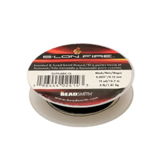 S-Lon Fire Braided and Fused Beading Thread, Black, 4lb, 15yds S-Lon Fire Braided and Fused Beading Thread, Black, 4lb, 15yds