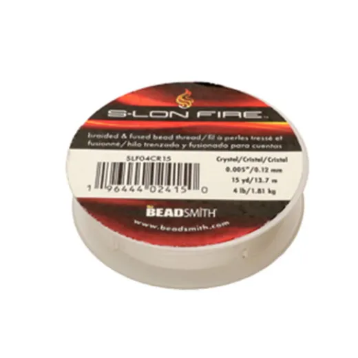 S-Lon Fire Braided and Fused Beading Thread, Crystal, 4lb, 15yds S-Lon Fire Braided and Fused Beading Thread, Crystal, 4lb, 15yds