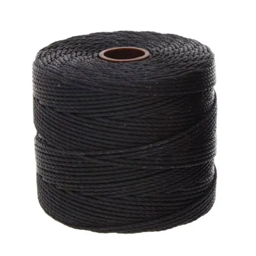 Black S-Lon 0.5mm Bead Cord on 77 yard Spool