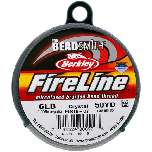 Fireline Thread, 6lb Crystal Clear 50yd 0.006inch diameter Fireline Thread, 6lb Crystal Clear 50yd 0.006inch diameter