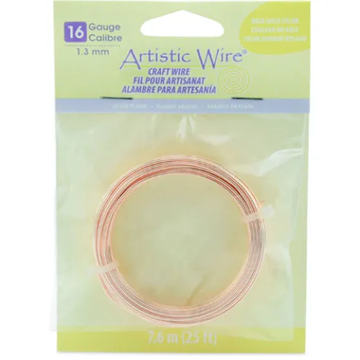 Rose Gold Colour, 25ft (7.6m) 16ga 1.3mm Silver Plated Artistic Wire Rose Gold Colour, 25ft (7.6m) 16ga 1.3mm Silver Plated Artistic Wire