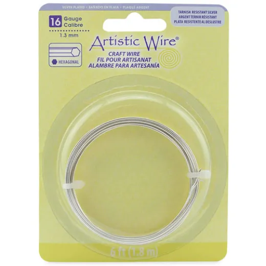 Tarnish Resistant Silver, 6 ft (1.8m) 16ga Hexagonal Copper Wire Tarnish Resistant Silver, 6 ft (1.8m) 16ga Hexagonal Copper Wire
