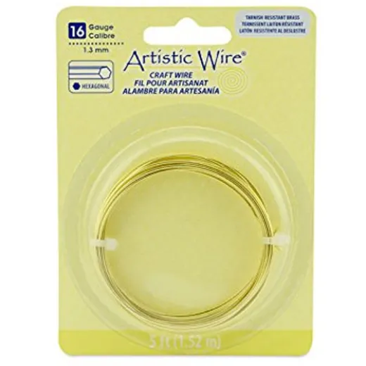 Tarnish Resistant Brass, 5 ft (1.52m) 16ga Hexagonal Copper Wire Tarnish Resistant Brass, 5 ft (1.52m) 16ga Hexagonal Copper Wire