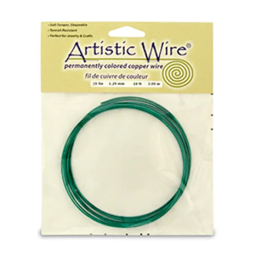 Kelly Green Colour, 10ft (3m) 16ga 1.3mm Artistic Wire Kelly Green Colour, 10ft (3m) 16ga 1.3mm Artistic Wire