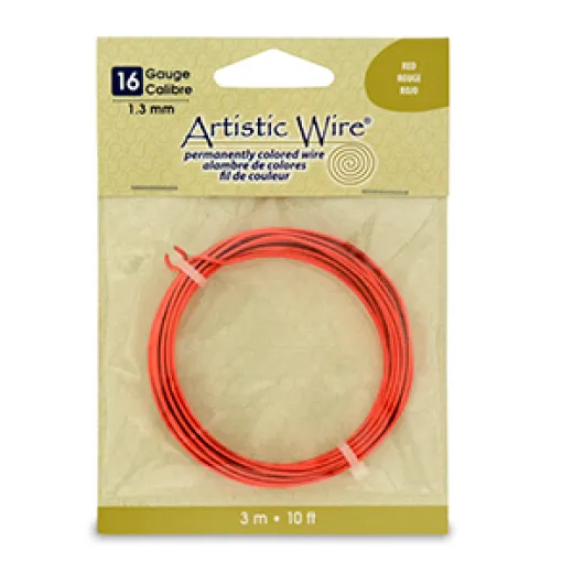 Red Colour, 10ft (3m) 16ga 1.29mm Artistic Wire Red Colour, 10ft (3m) 16ga 1.29mm Artistic Wire