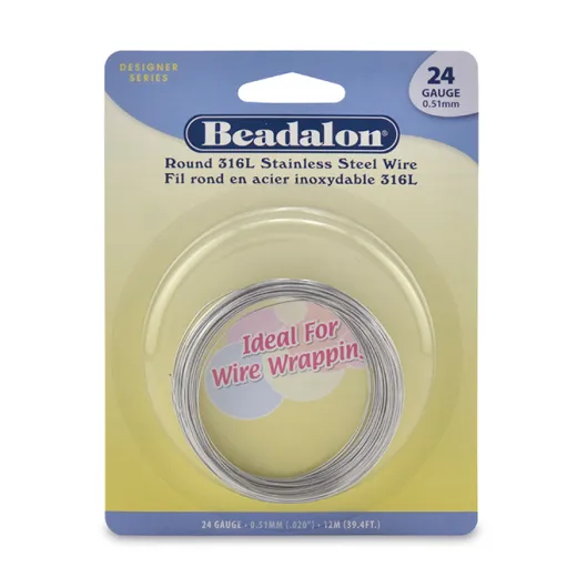 24 Gauge Round Stainless Steel Wire, 12M. 24 Gauge Round Stainless Steel Wire, 12M.