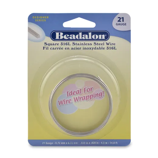 21  Gauge Square Stainless Steel  Wire, 4.5M.
